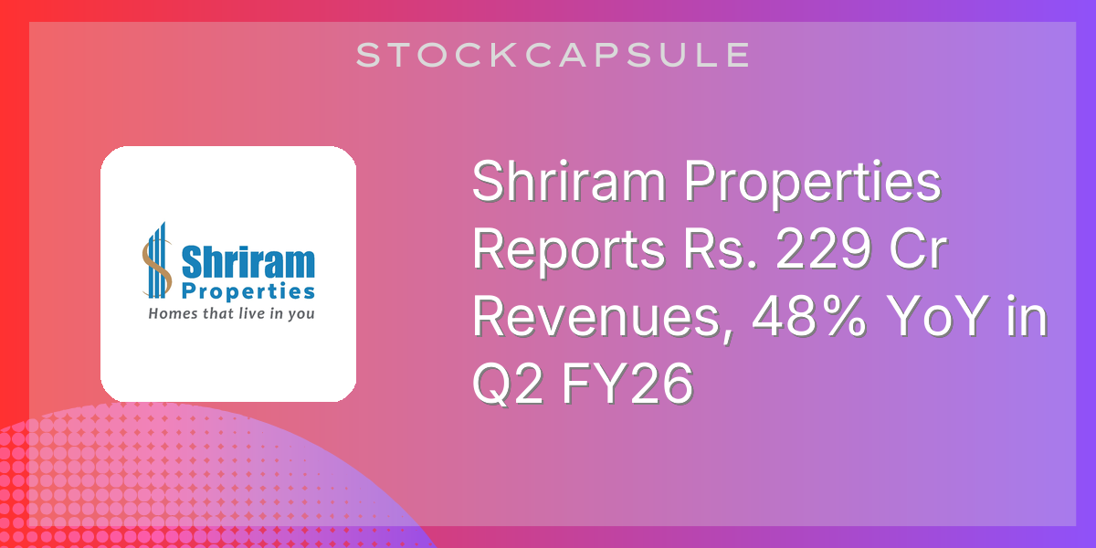 Shriram Properties Reports Rs. 229 Cr Revenues, 48% YoY in Q2 FY26 logo